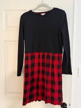 J.Jill Mixed-Media Buffalo Plaid Dress